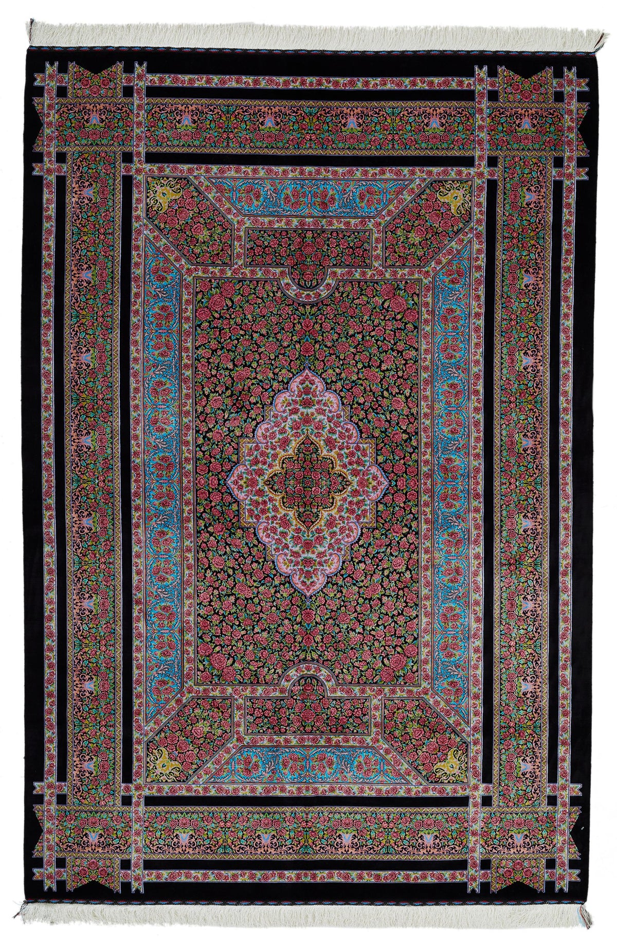 5x7 Black and Pink Turkish Antep Rug