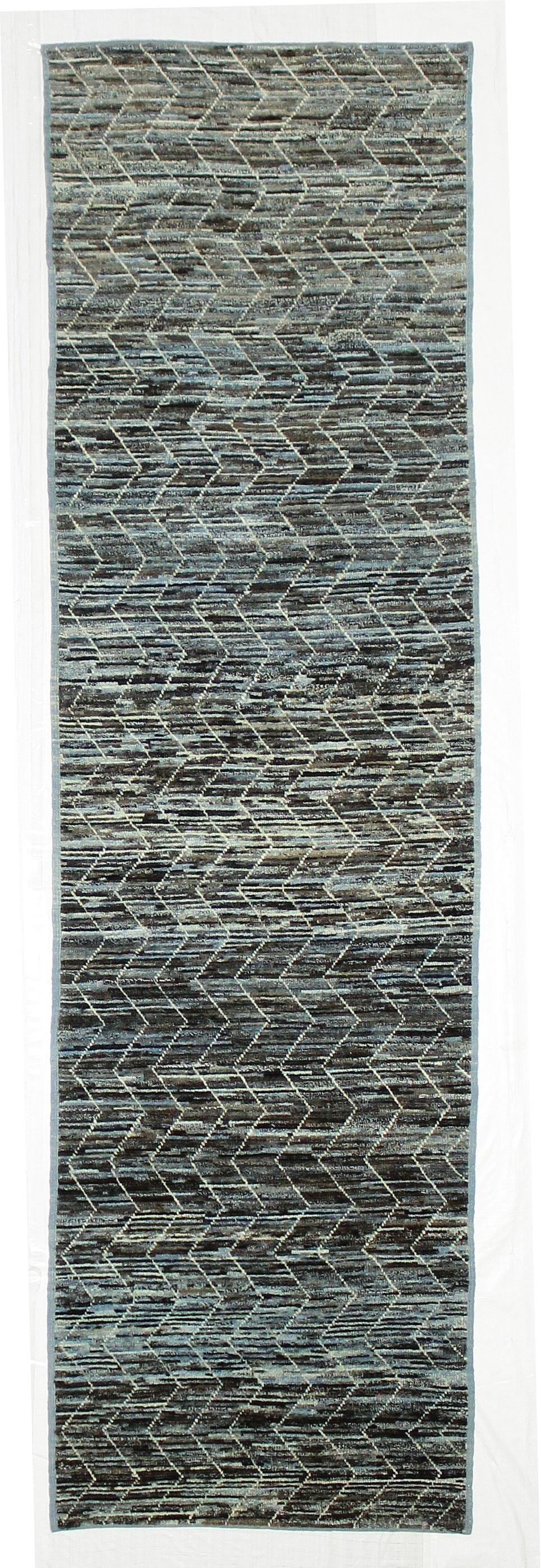 3x10 Blue and Brown Modern Contemporary Runner