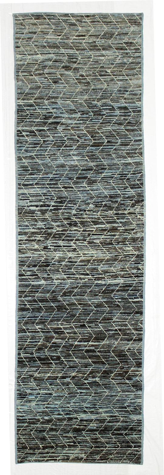 3x10 Blue and Brown Modern Contemporary Runner