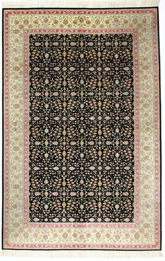 6x9 Gold and Black Turkish Silk Rug