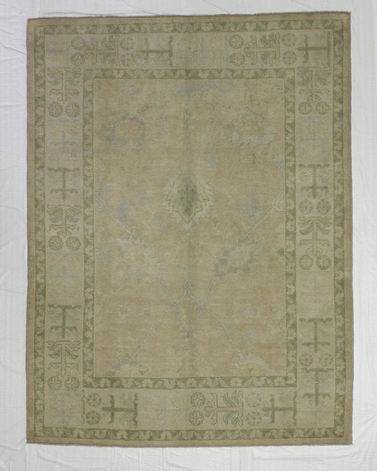 6x8 Beige and Ivory Turkish Oushak Rug