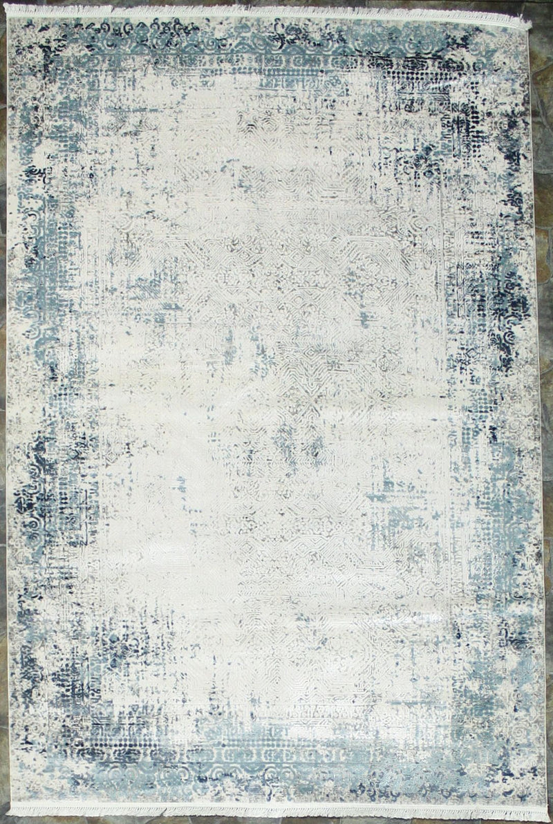 5x8 White and Blue Turkish Antep Rug