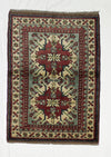 4x5 Red and Ivory Turkish Tribal Rug