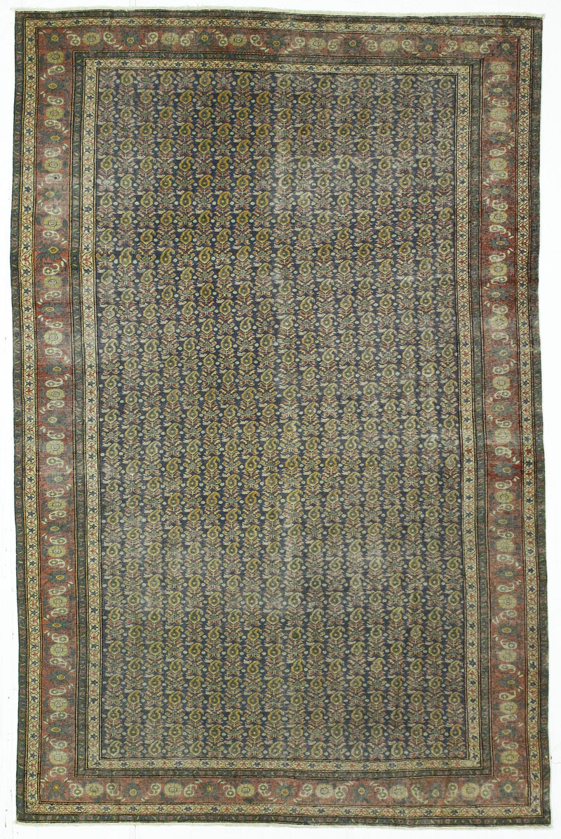 7x10 Navy and Red Turkish Traditional Rug