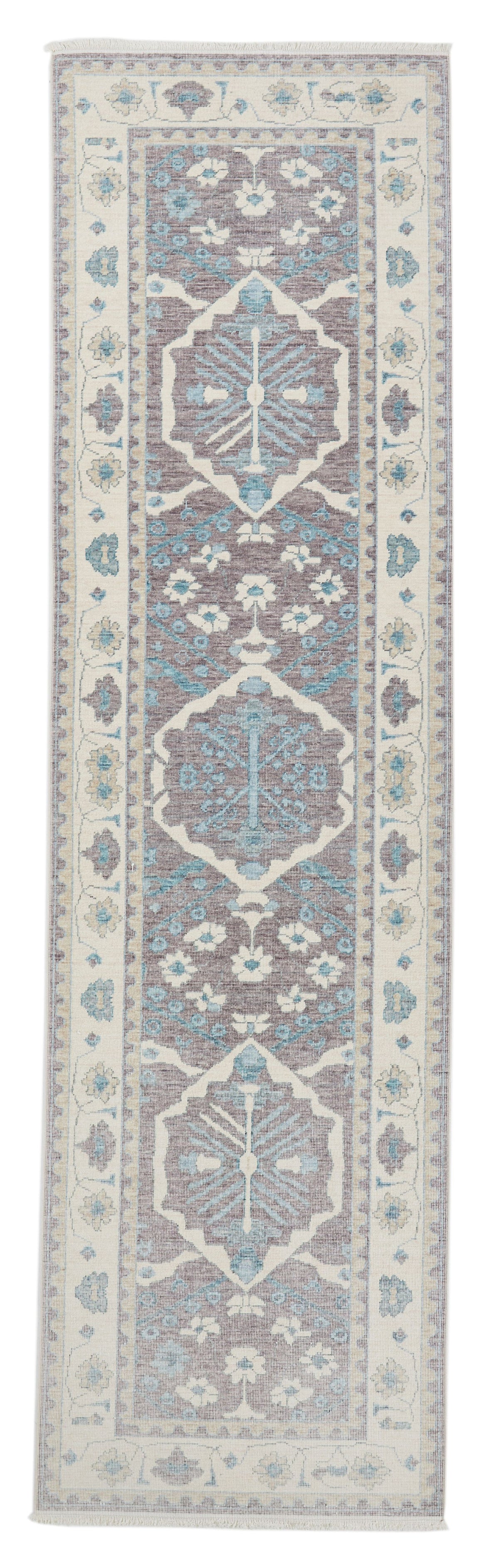 3x10 Purple and Ivory Turkish Traditional Runner