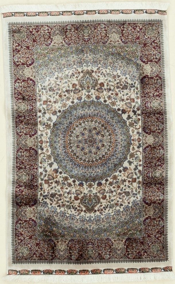 2x3 Ivory and Brown Turkish Antep Rug