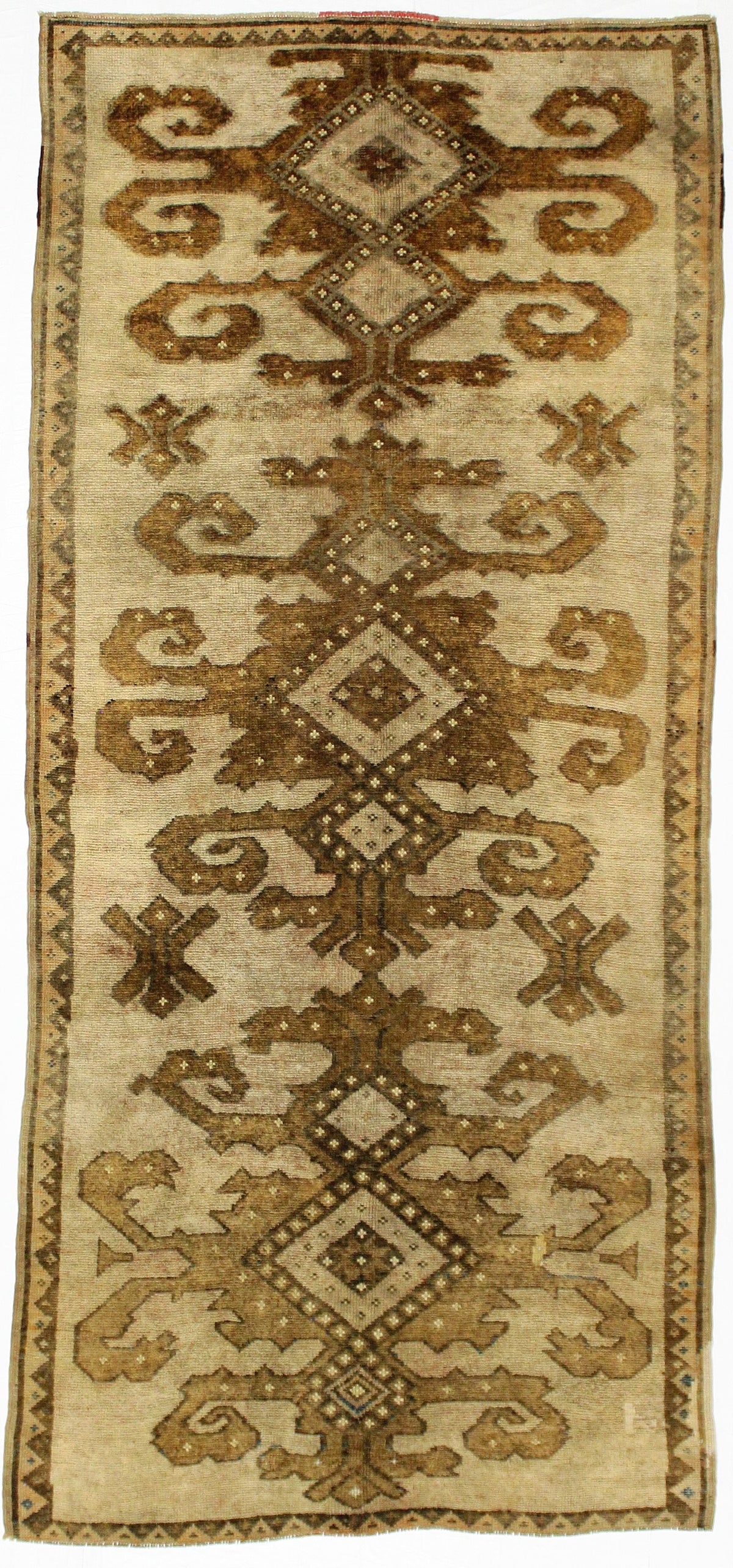 5x11 Beige and Brown Turkish Tribal Runner