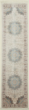 3x10 Blue and Ivory Turkish Antep Rug