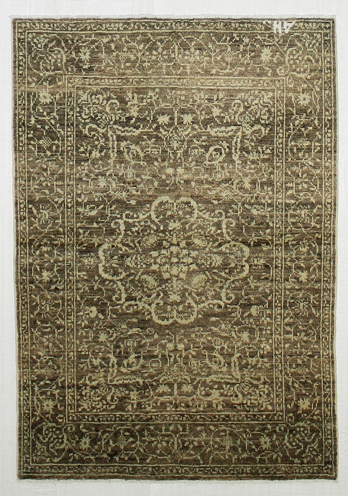 4x6 Brown and Ivory Anatolian Tribal Rug