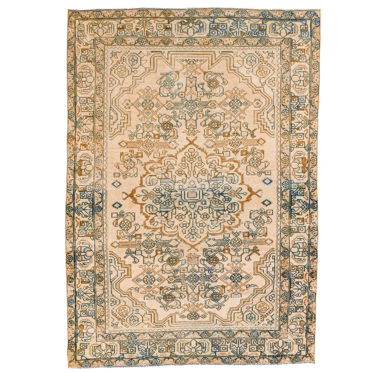 5x7 Blue and Beige Persian Rug