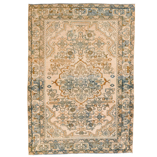 5x7 Blue and Beige Persian Rug