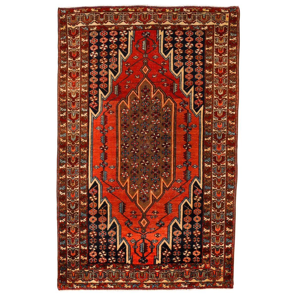 4x6 Brown and Rust Persian Tribal Rug