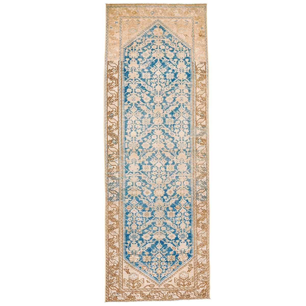 3x10 Blue and Beige Persian Tribal Runner