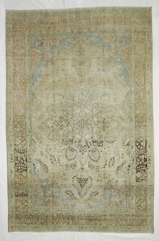 7x10 Blue and Beige Persian Traditional Rug