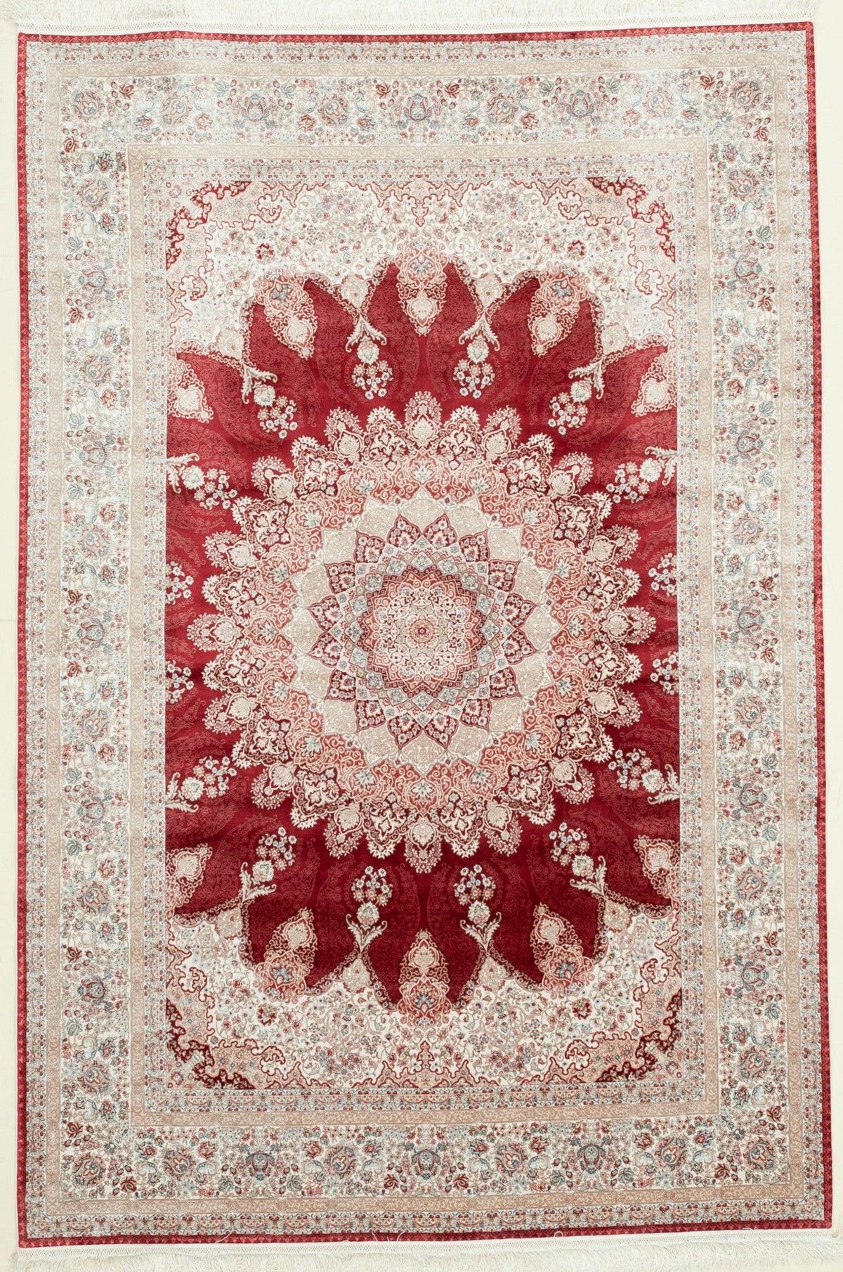 5x8 Red and Ivory Turkish Antep Rug