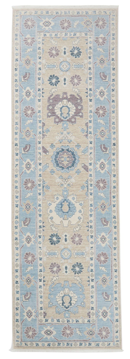 3x11 Beige and Blue Turkish Traditional Runner