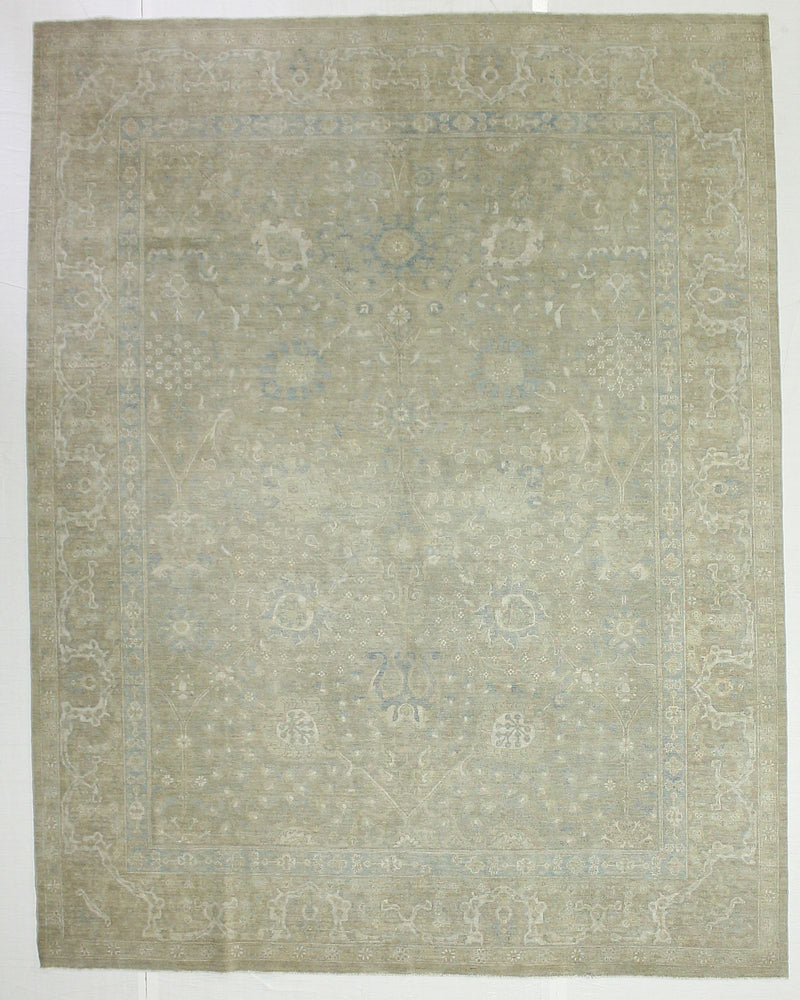 8x10 Beige and Blue Turkish Oushak Rug