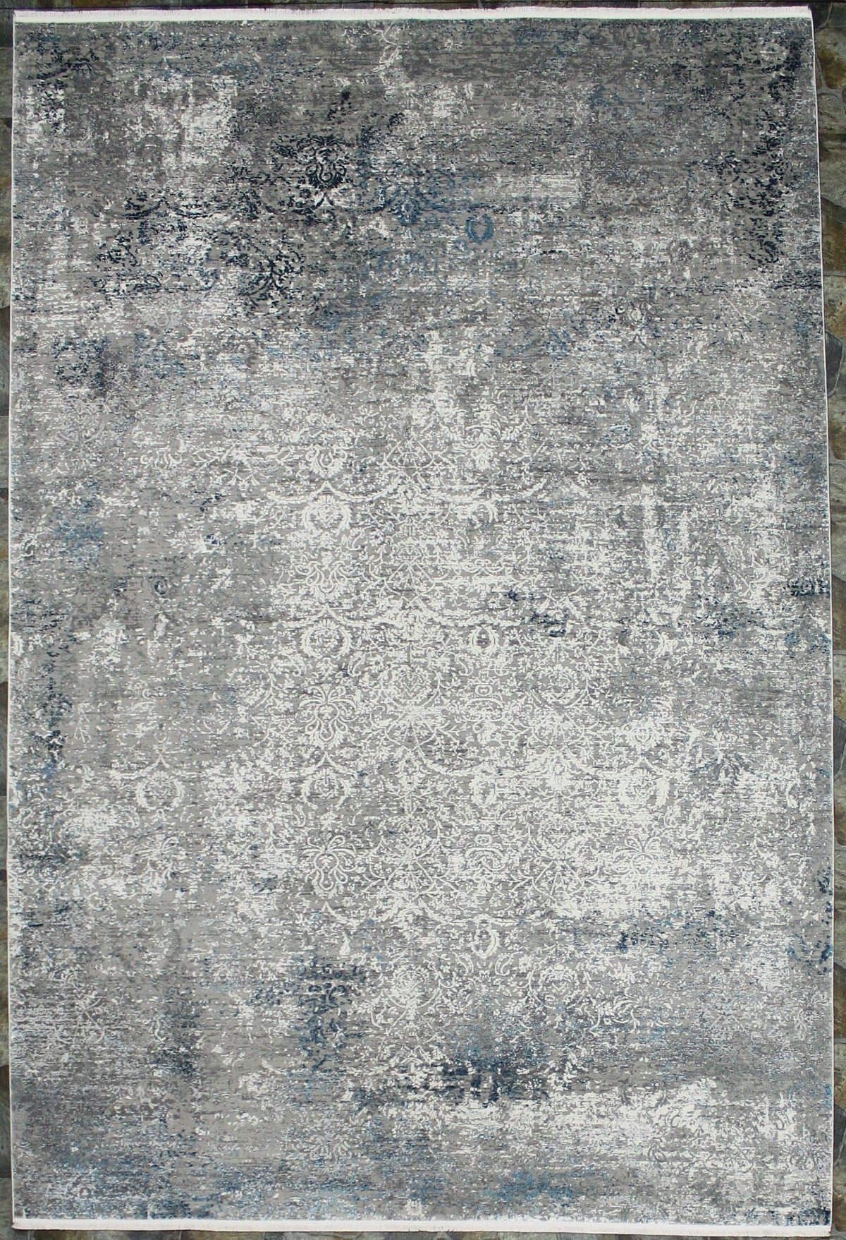 7x10 Blue and Gray Turkish Antep Rug