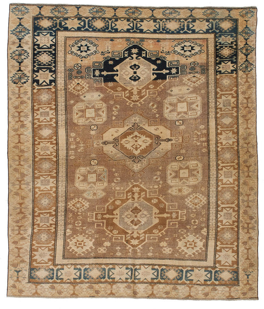 6x7 Pink and Ivory Turkish Tribal Rug
