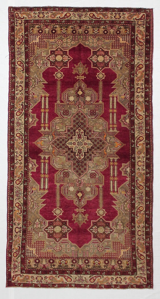 4x8 Red and Ivory Turkish Tribal Runner