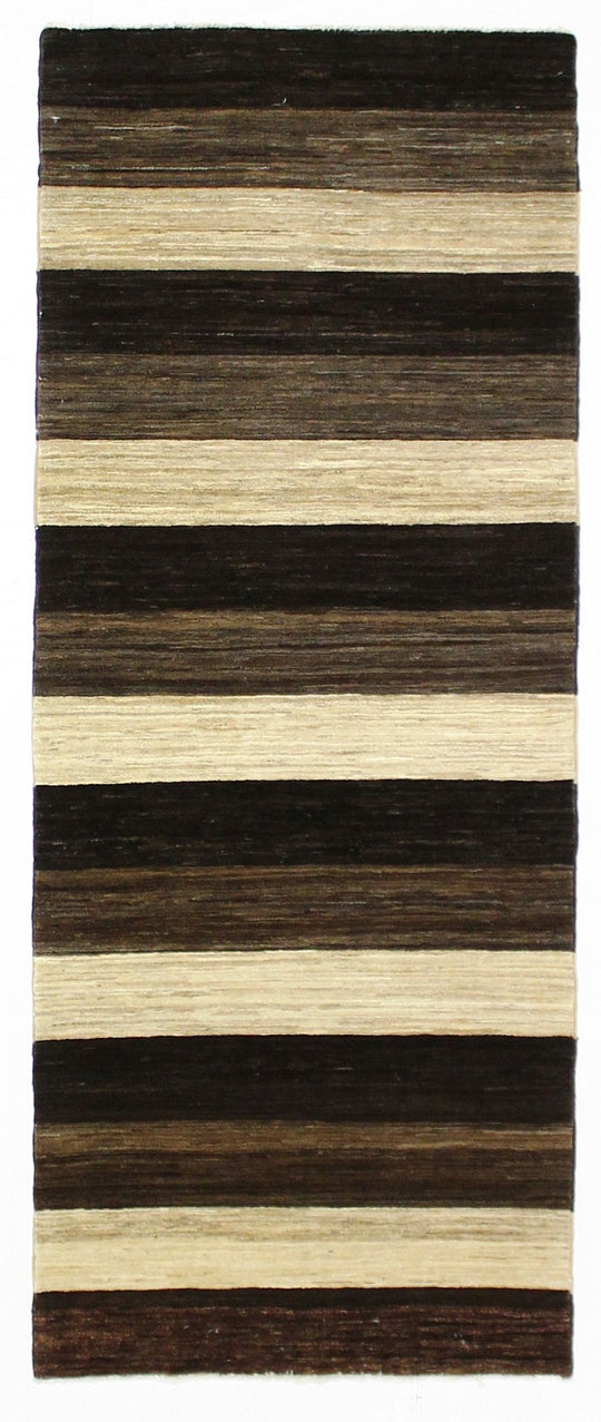 3x8 Brown and Ivory Modern Contemporary Runner