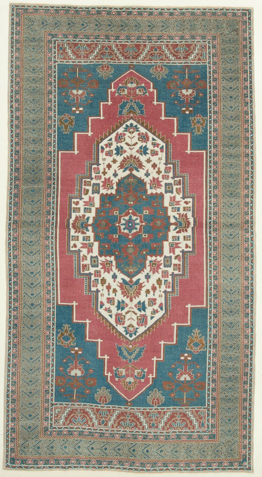 6x12 Red and Blue Turkish Tribal Runner
