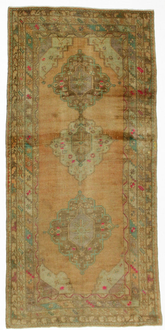 5x10 Beige and Beige Turkish Tribal Runner