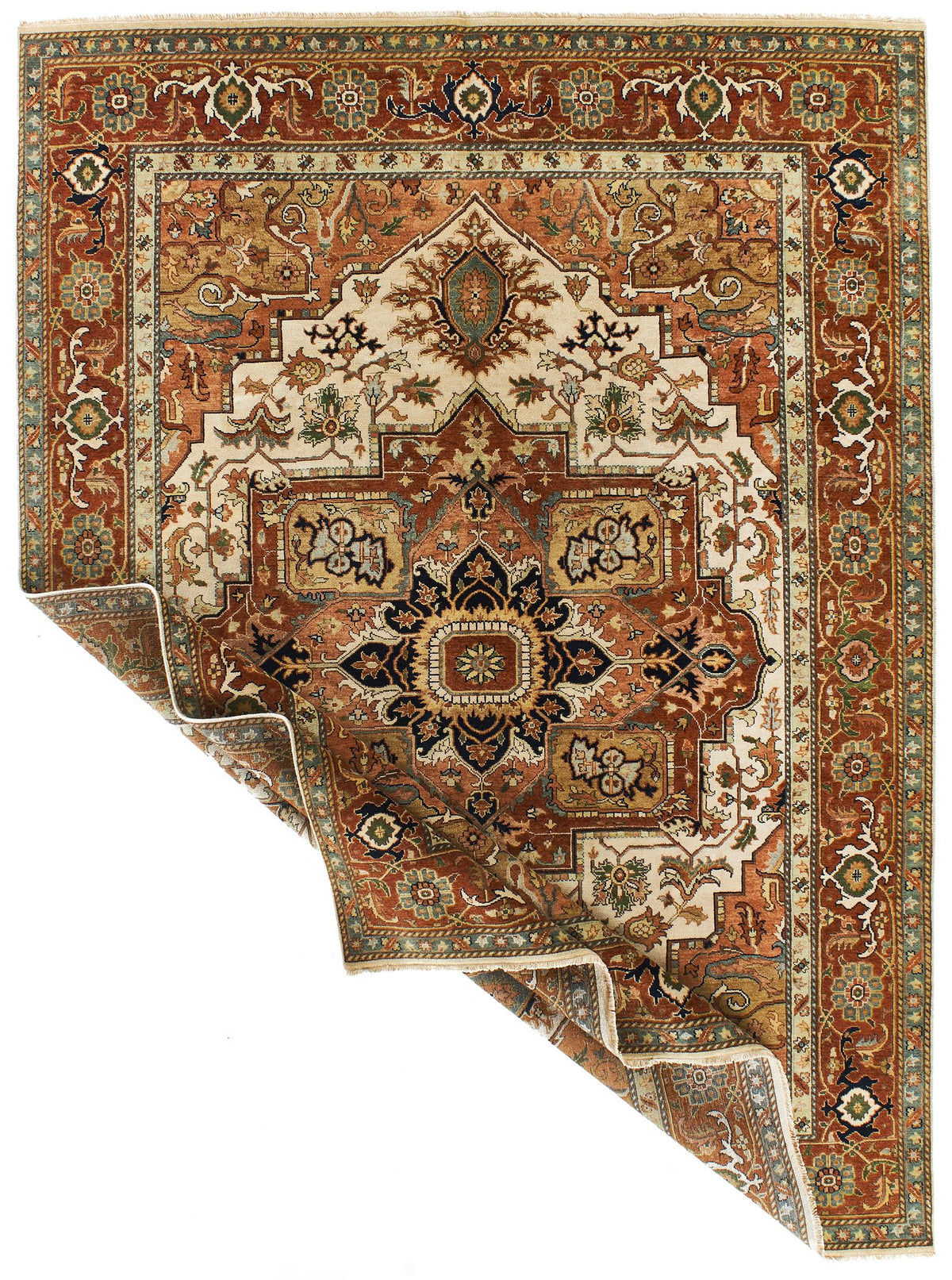 9x12 Ivory and Rust Anatolian Persian Rug