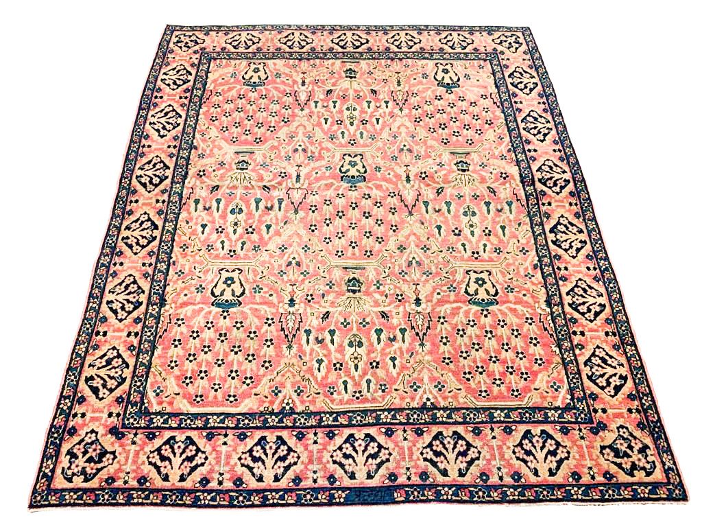 5x6 Pink and Navy Persian Rug