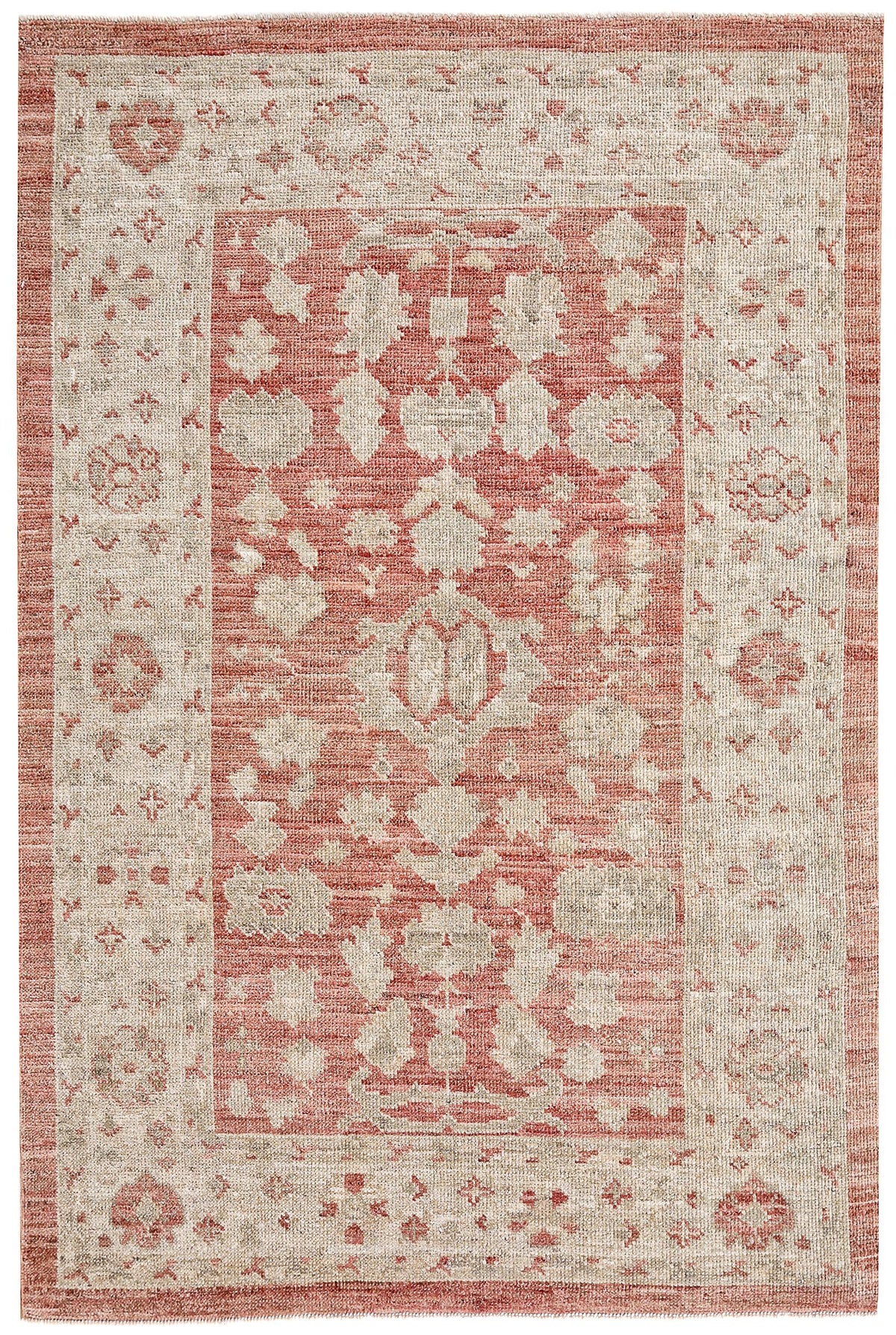 4x6 Pink and Ivory Turkish Oushak Rug