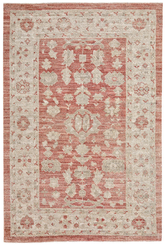 4x6 Pink and Ivory Turkish Oushak Rug