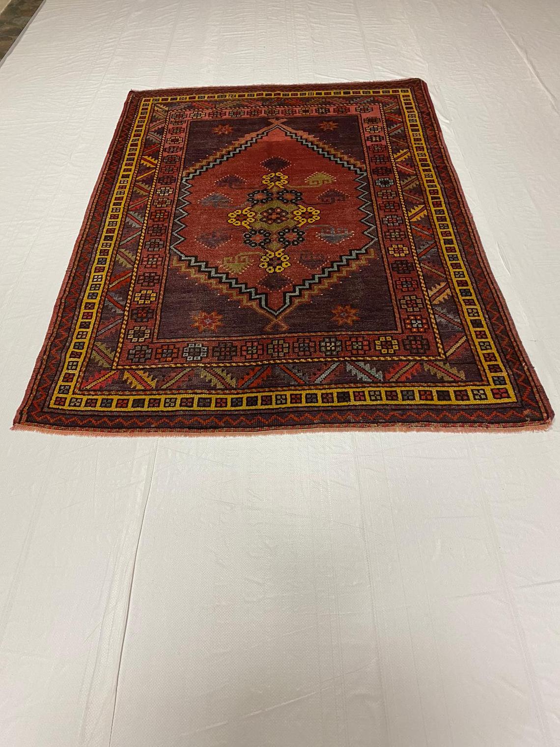 5x7 Red and Purple Turkish Tribal Rug