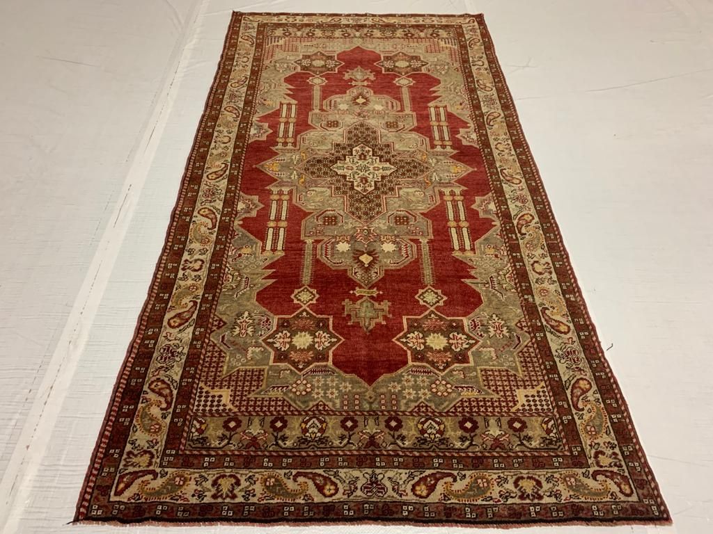 4x8 Red and Ivory Turkish Tribal Runner