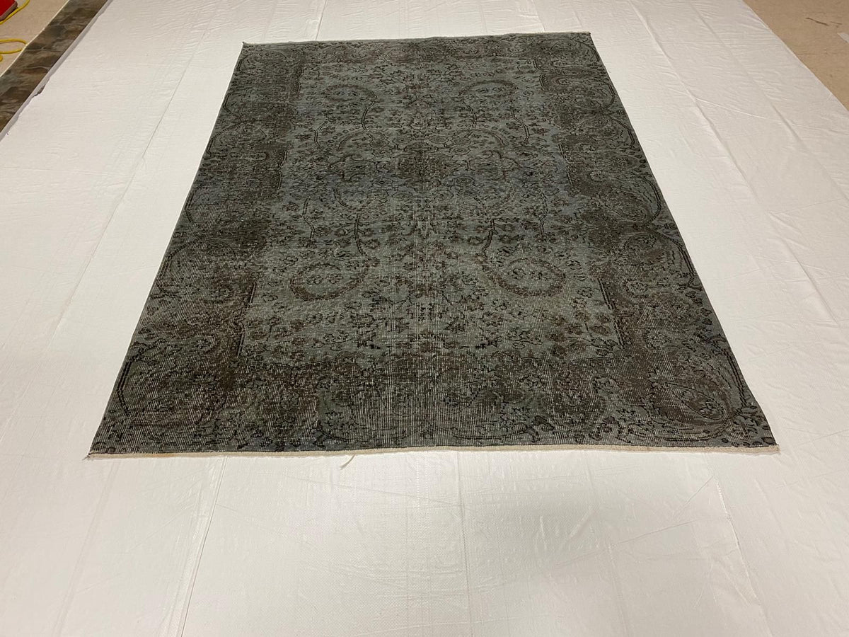 6x8 Gray Turkish Overdyed Rug
