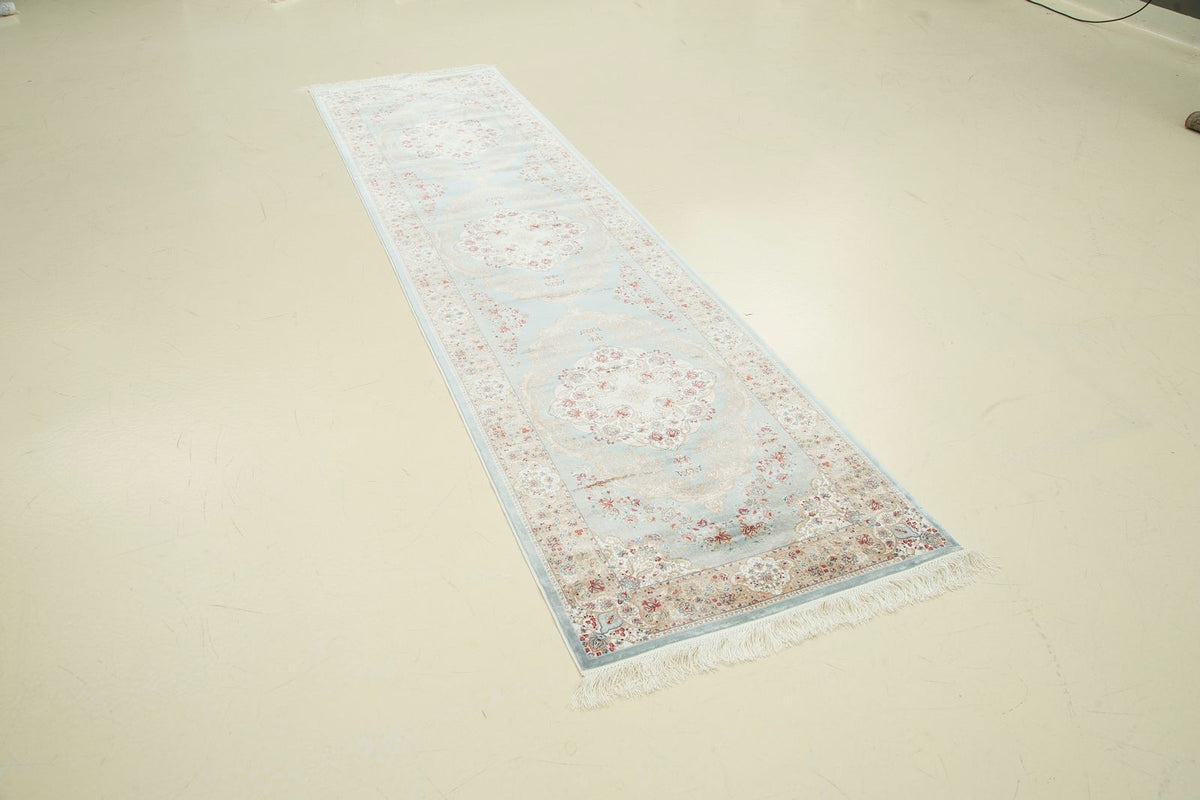 3x10 Blue and Ivory Turkish Antep Runner