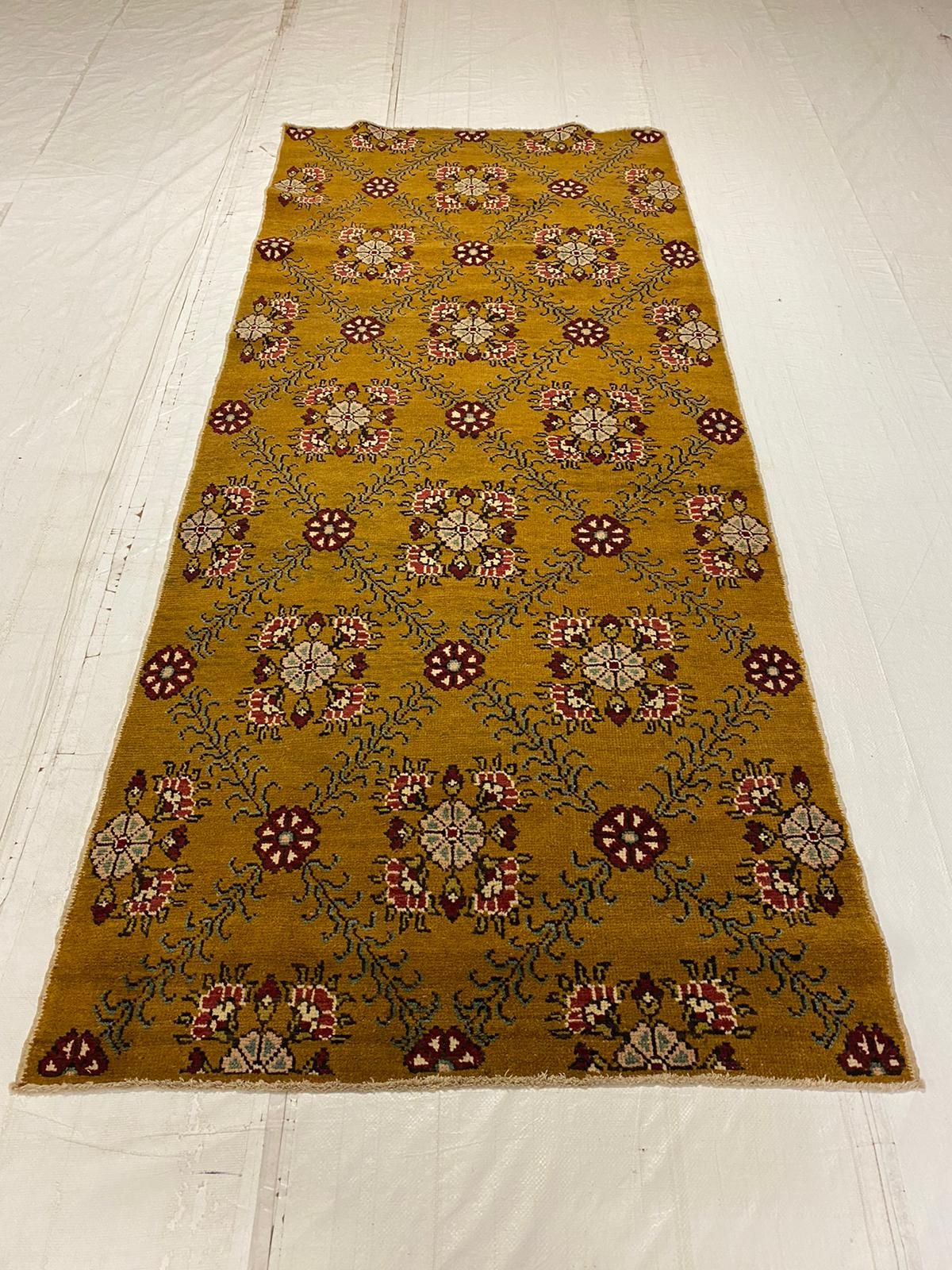4x9 Gold and Ivory Turkish Tribal Rug