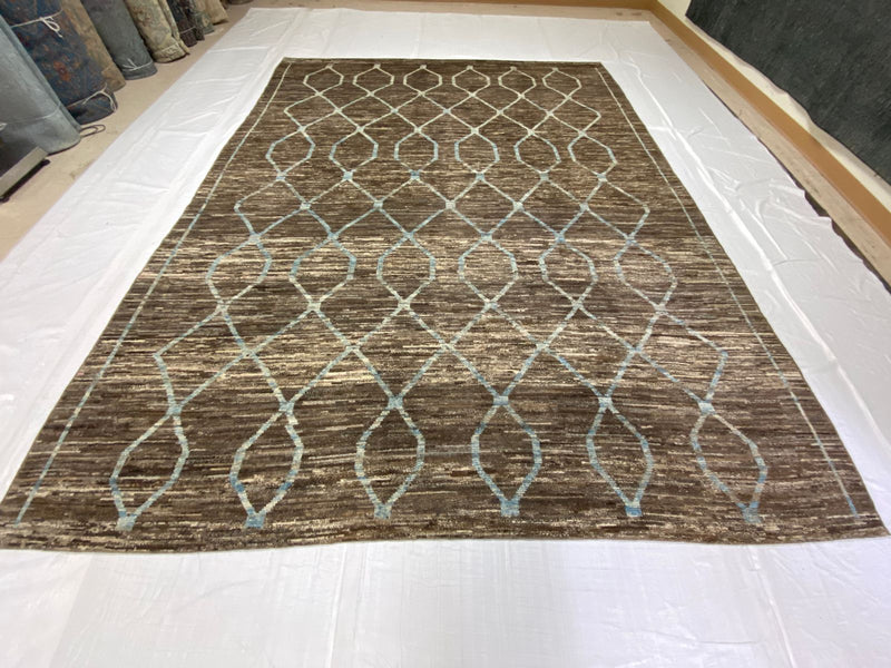 9x12 Blue and Brown Modern Contemporary Rug