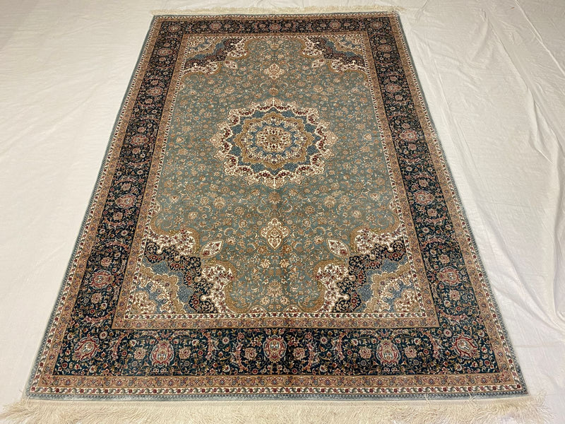 5x8 Green and Green Turkish Antep Rug