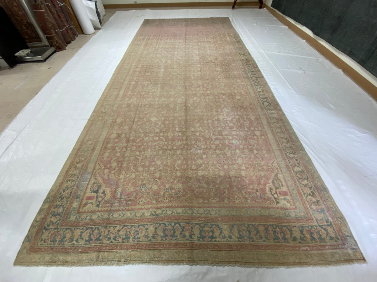 8x18 Pink and Blue Persian Rug