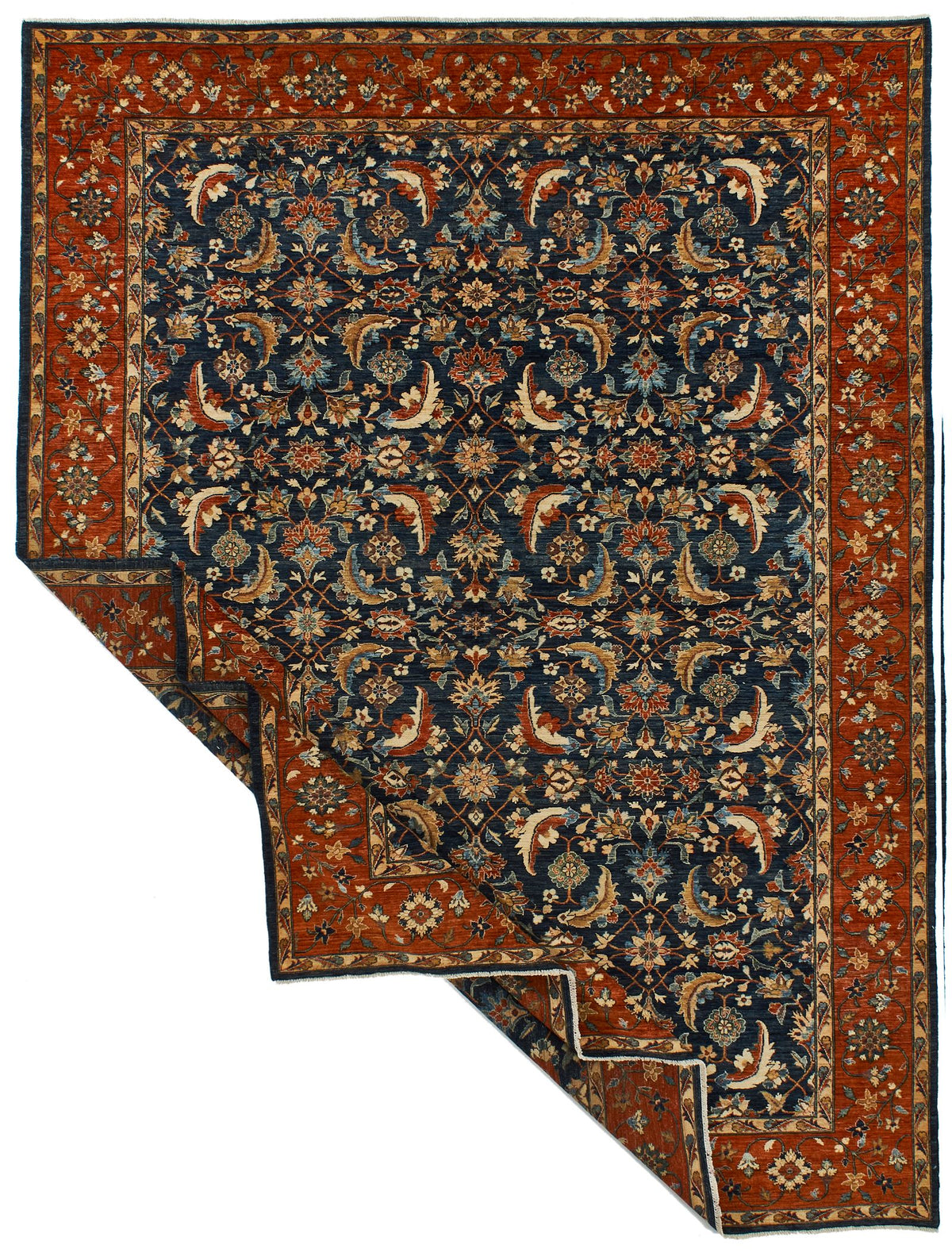 9x12 Navy and Red Traditional Rug