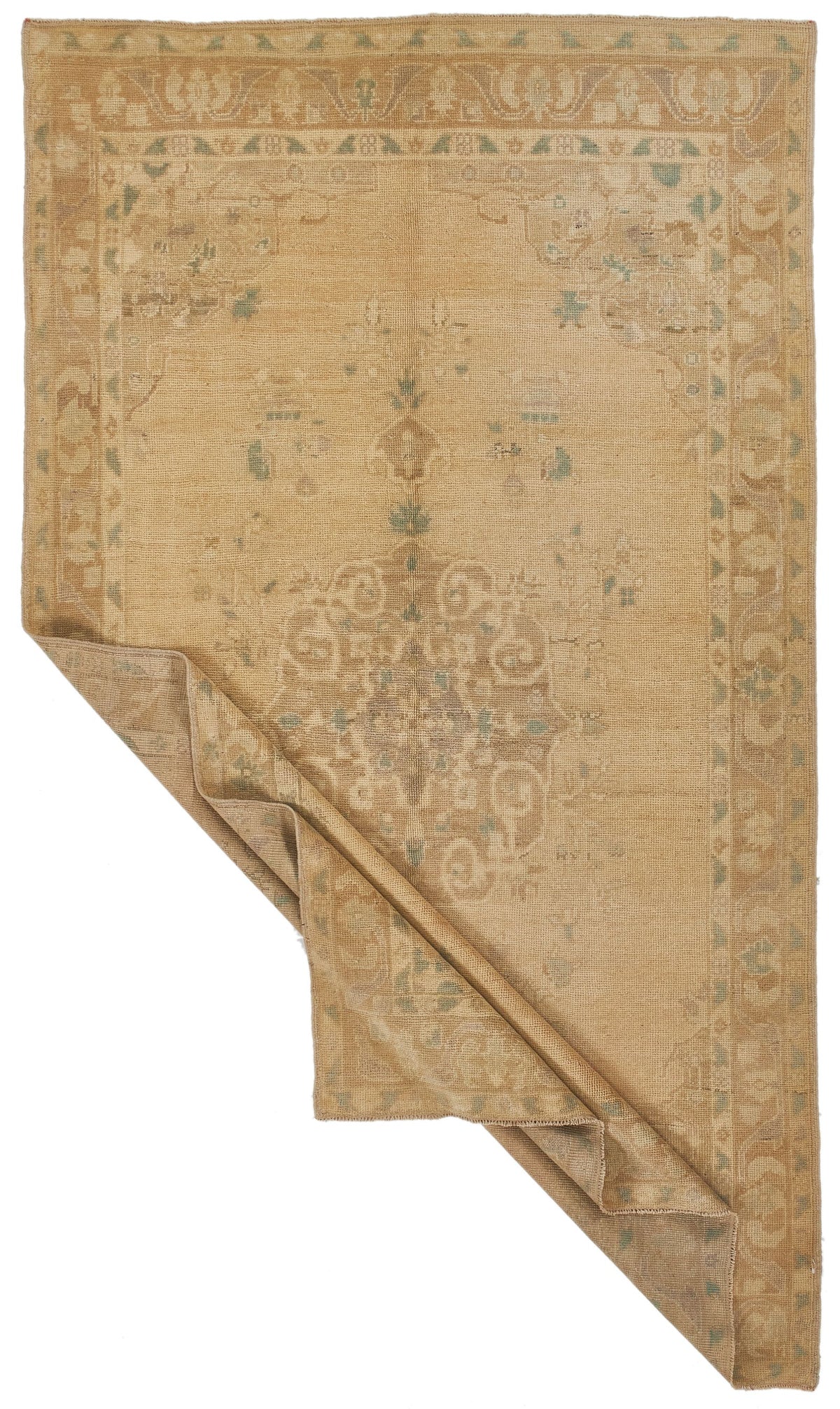 5x8 Green and Brown Turkish Tribal Rug