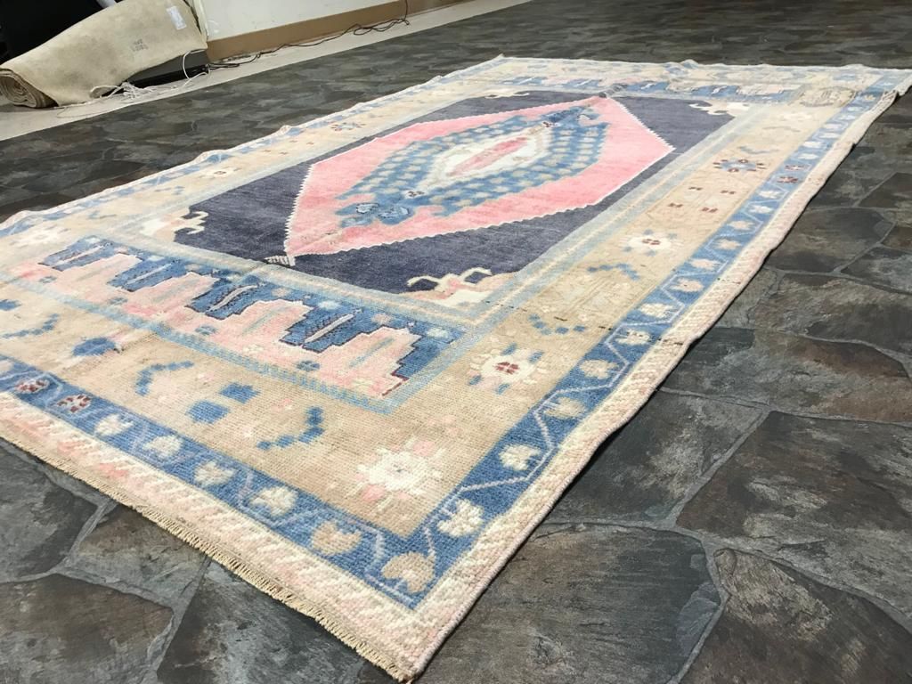 5x8 Pink and Purple Turkish Tribal Rug