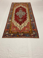 4x9 Red and Blue Turkish Tribal Runner