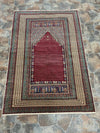 Vintage Handmade 4x6 Red and Beige Anatolian Turkish Traditional Distressed Area Rug