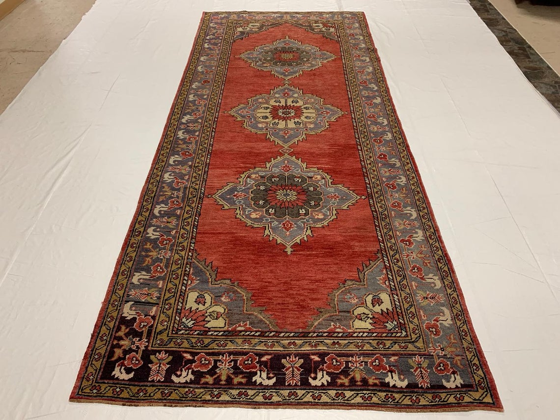 5x11 Red and Gray Turkish Tribal Runner