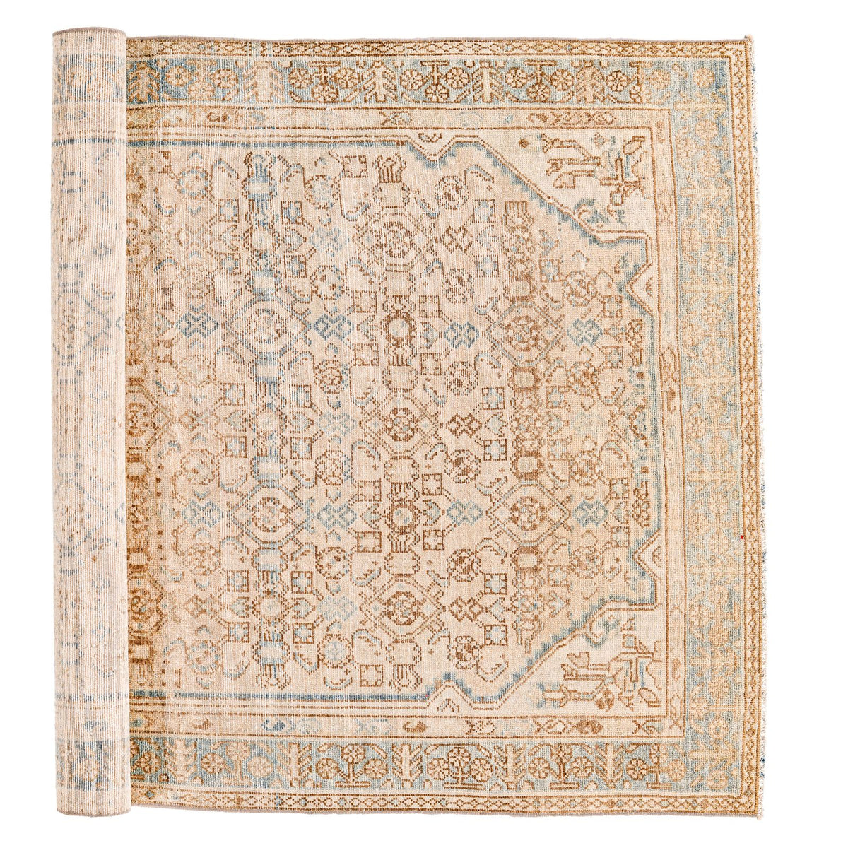 4x7 Beige and Blue Persian Rug