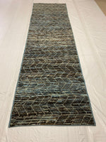 3x10 Blue and Brown Modern Contemporary Runner