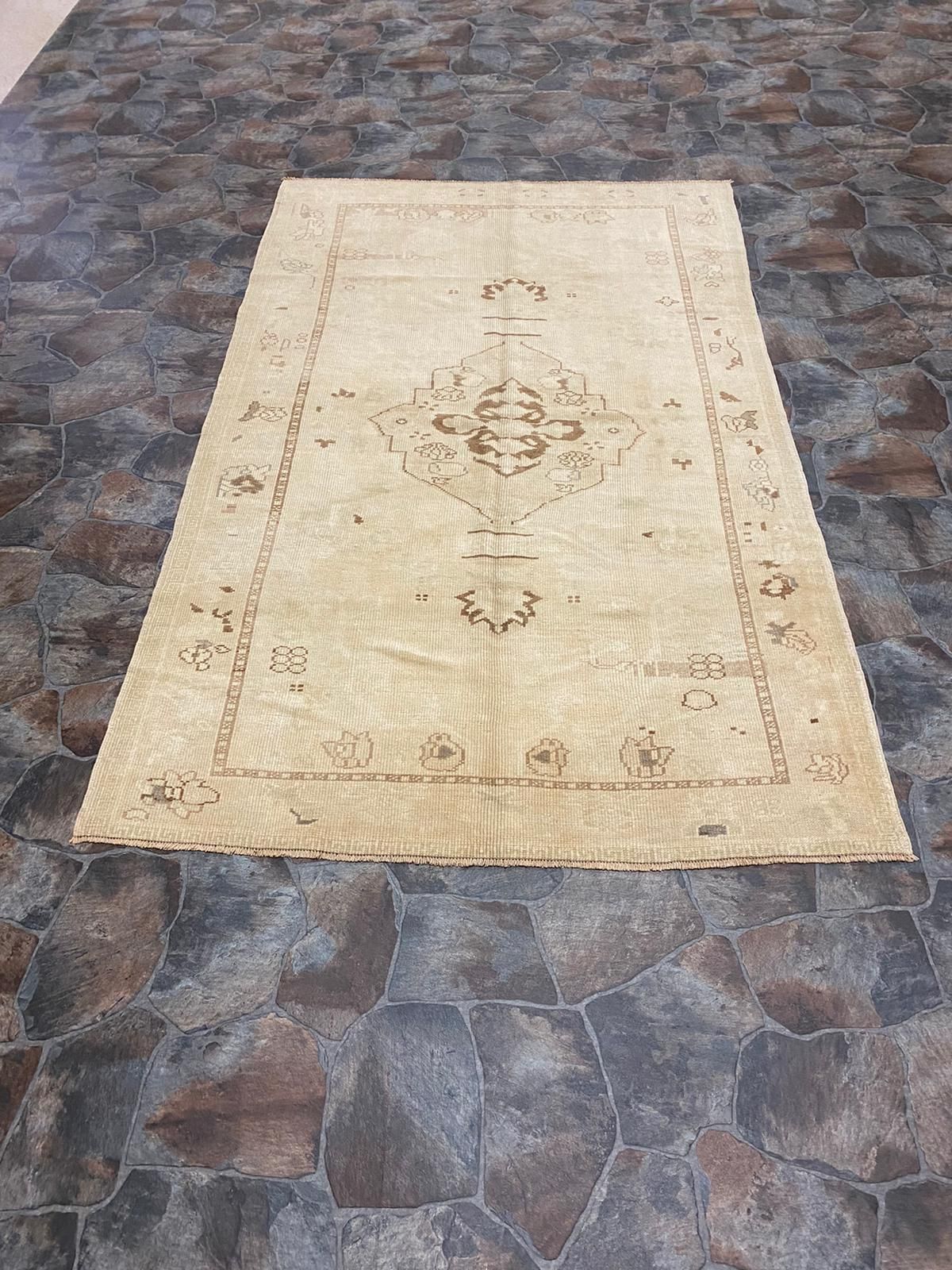 5x8 Gold and Brown Turkish Tribal Rug