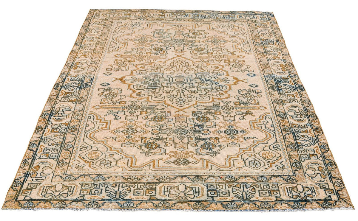 5x7 Blue and Beige Persian Rug