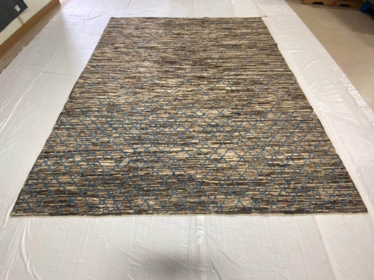 8x10 Brown and Blue Modern Contemporary Rug